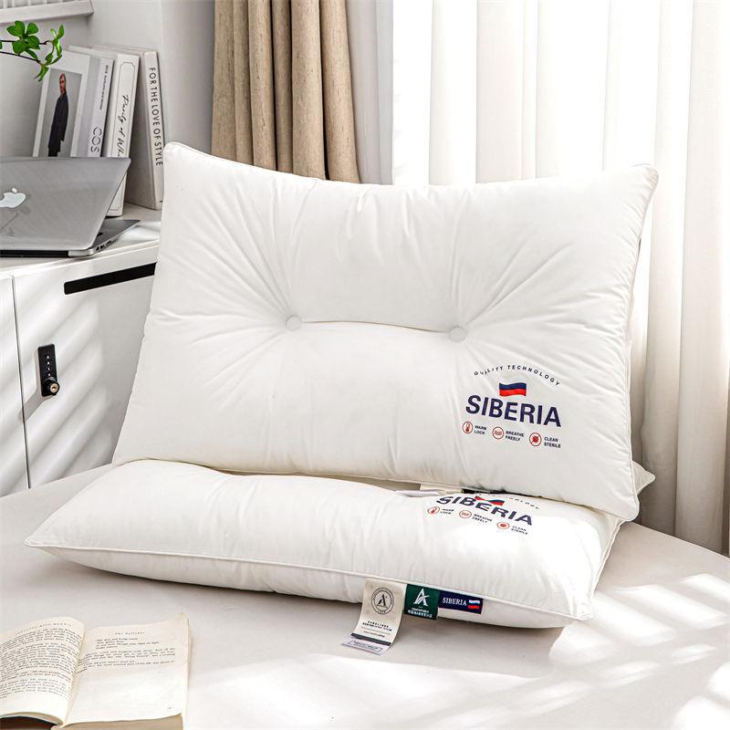 Хлопковая подушка с утолщенной и зашифрованной перегородкой для защиты шеи мягкая подушка для отеля которая помогает во сне 48x74cm 3754₽