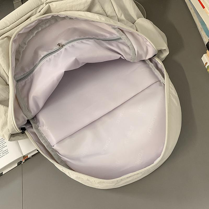 Solid Color Backpack Student Schoolbag Water-repellent Commuter Backpack