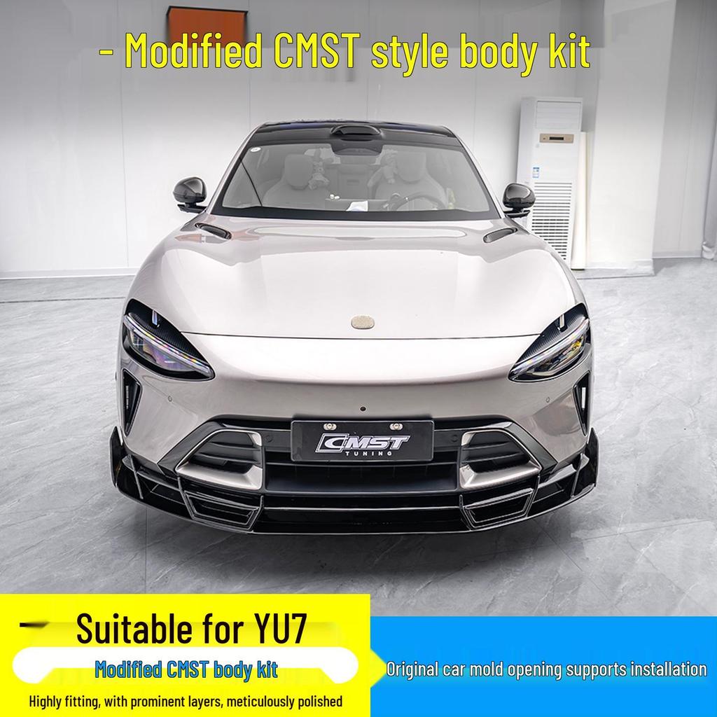 YU7 CMST Style Sports Modification Kit: Gloss Black ABS Front Lip, Rear Bumper, Side Skirts, Rear Spoiler Upgrade.