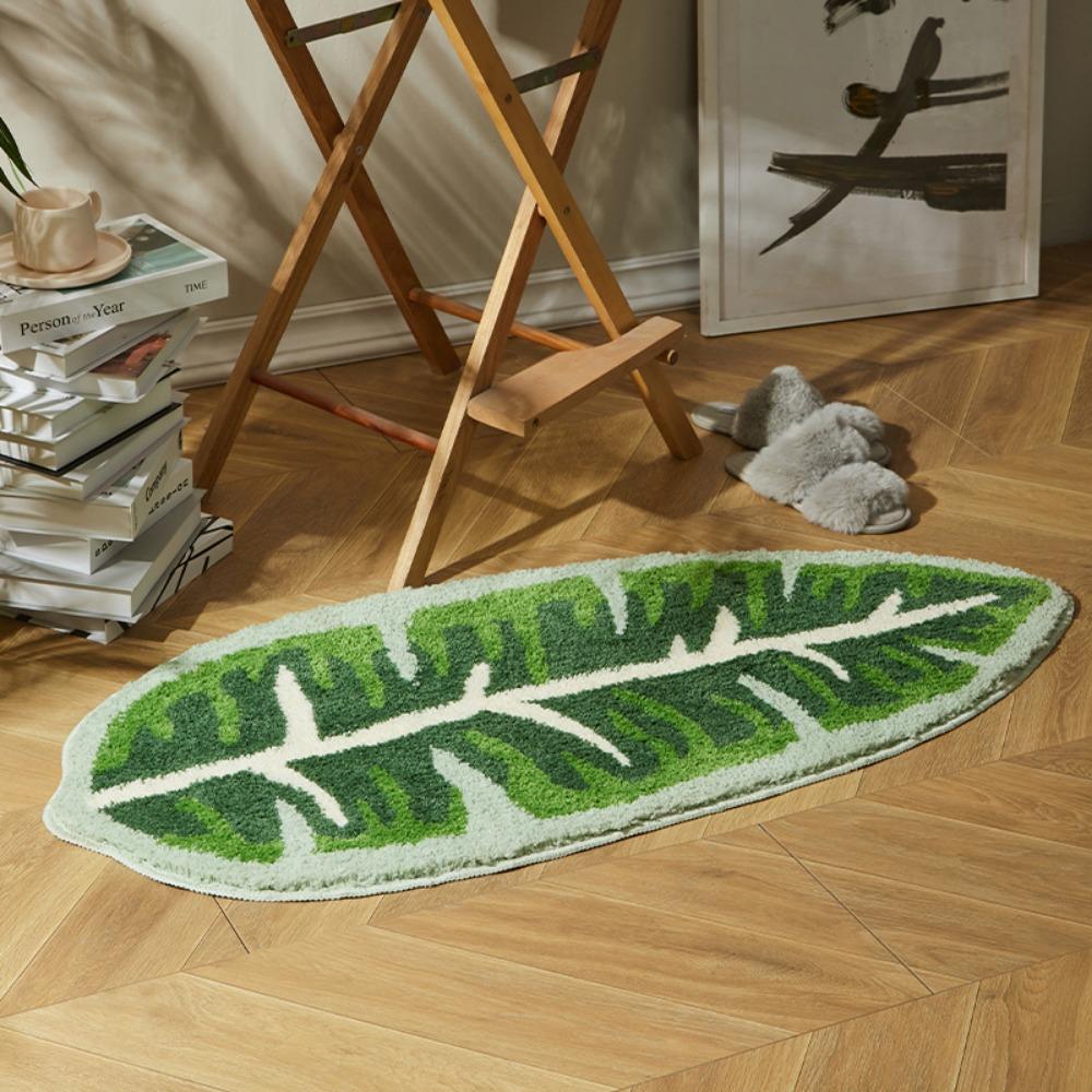 Nordic Plant Leaf Tufted Carpet Bathroom Non-slip Floor Mat Bathroom Living Room Heterosexual Floor Mat