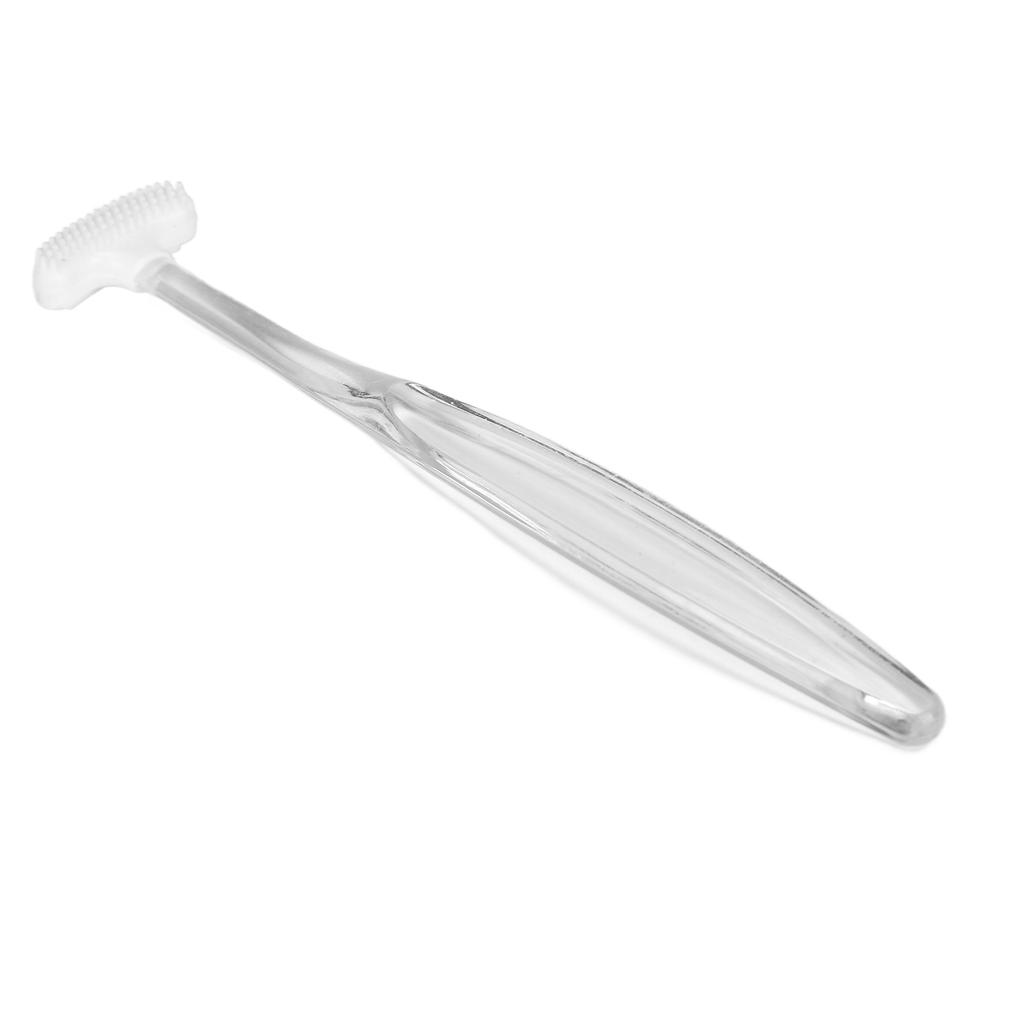 Tongue Brush Silicone Portable Freshen Breath Tongue Scraper Cleaner for Oral Care White Transparent