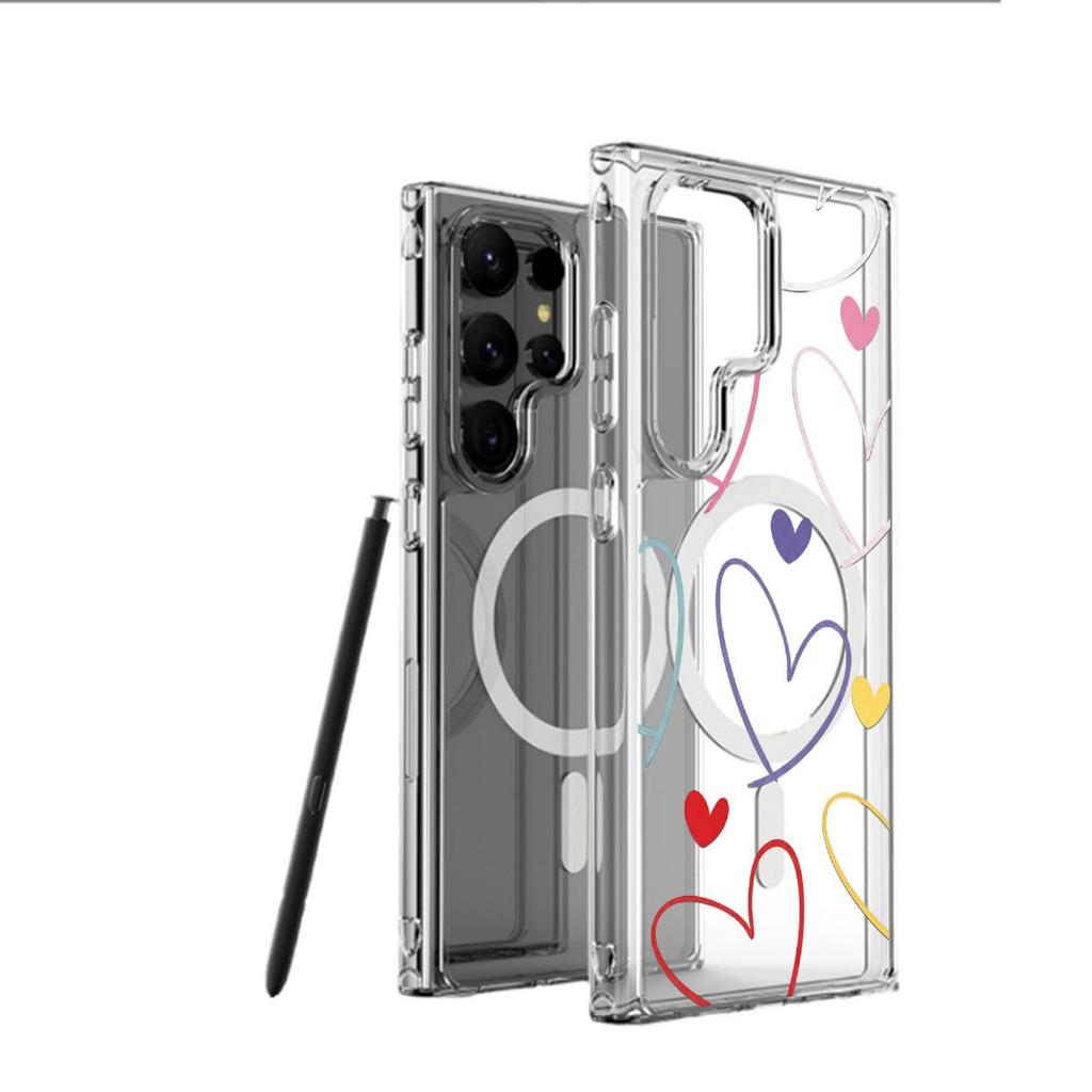 Heart Magnet Transparent Phone Case for iPhone 14/15/16/17 Pro Max
