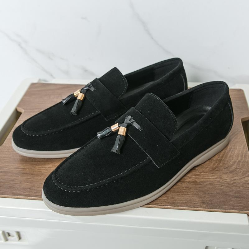 

Мужская повседневная кожаная обувь большого размера, новая экспортная обувь, модные лоферы, замшевая кожаная обувь с бахромой 38