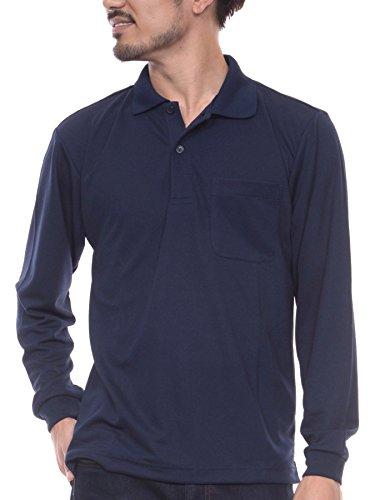 

[T-shirt.st] Long-sleeved polo shirt, dry-fit, plain, with pocket, UV protection, 4.4oz, men s, navy, size 3L