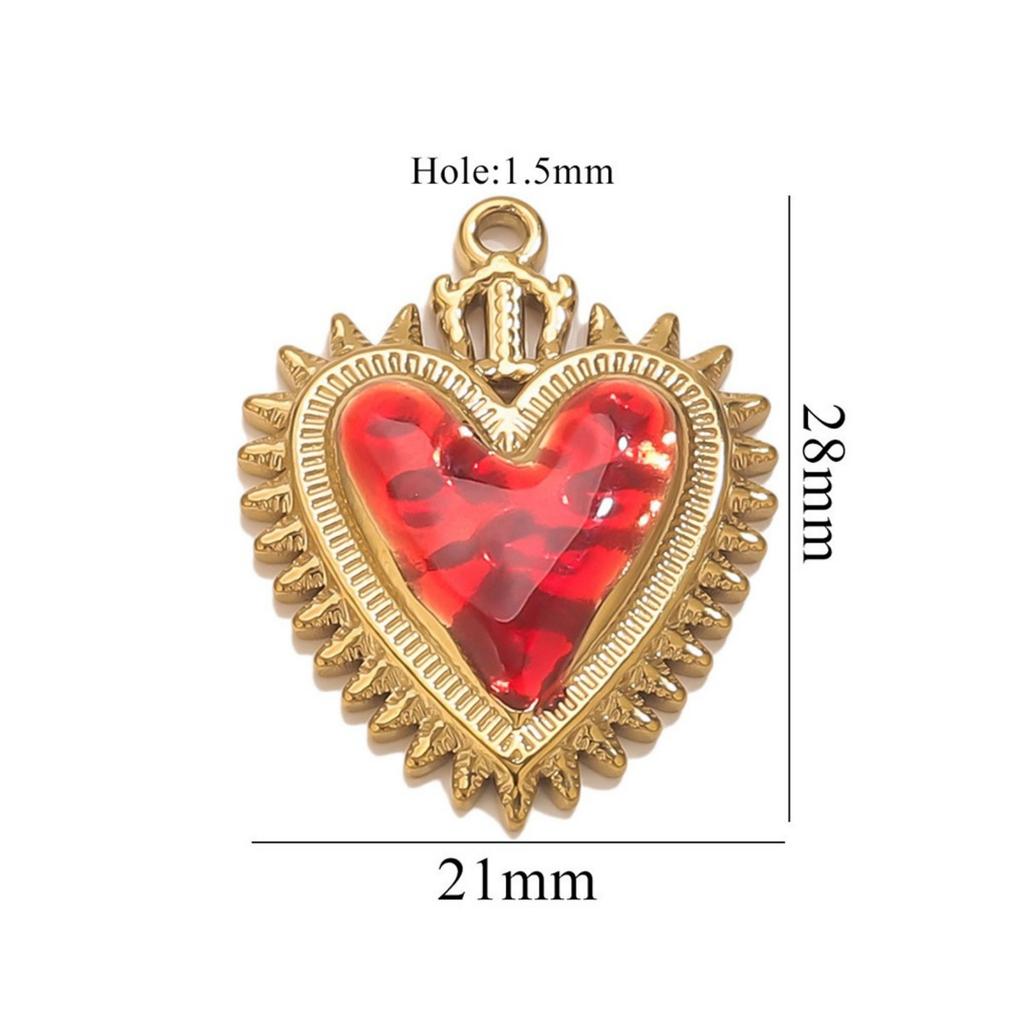 1 Piece 304 Stainless Steel Pendant Charm Red Heart Enamel 18K Gold Plated For DIY Necklace Bracelet Jewelry Making Findings