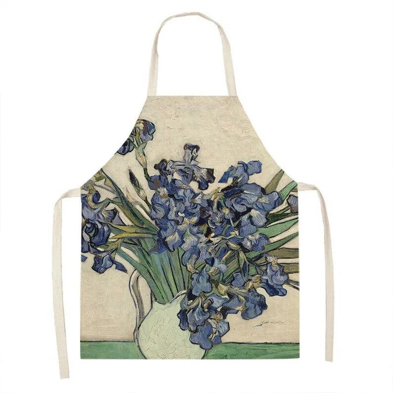 1 kus vintage umělecká olejomalba tištěná zástěra kuchyňská vaření pečení zástěra domácí čisticí doplňky unisex