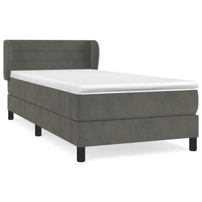 3127518 vidaXL Divan Bed and Mattress Dark Grey 80x200 Cm Velvet