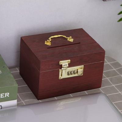 Chinese Style Wooden Savings Tank Retro Password Lock Money Box Money Tank  Gift