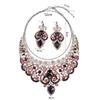 Elegant Full Diamond Clavicle Necklace & Earring Set for Evening Dress & Bridal Wear