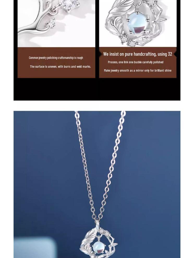 Blauer Eukalyptus & Vogel S999 Sterlingsilber Damen Halskette - 2024 Luxus Neujahrs- & Geburtstagsgeschenk