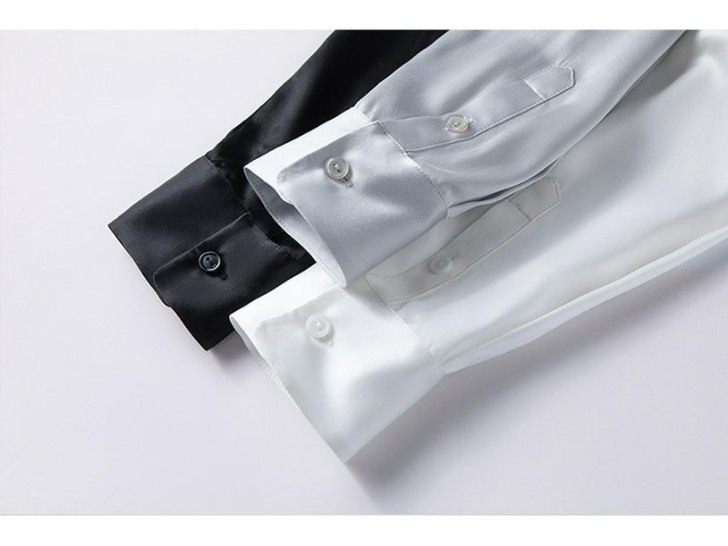 Women's Long Sleeve Heavyweight Mulberry Silk Square Neck Shirt - 2026 Spring Collection, White