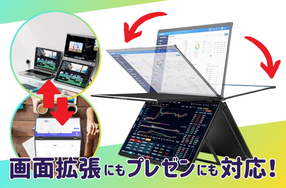 Dual Mobile Triple Portable Laptop Triple Dual Screen Foldable Dual Rotation 15.6-inch Monitor, Monitor, Screen, Monitor, Monitor, Display, 360°