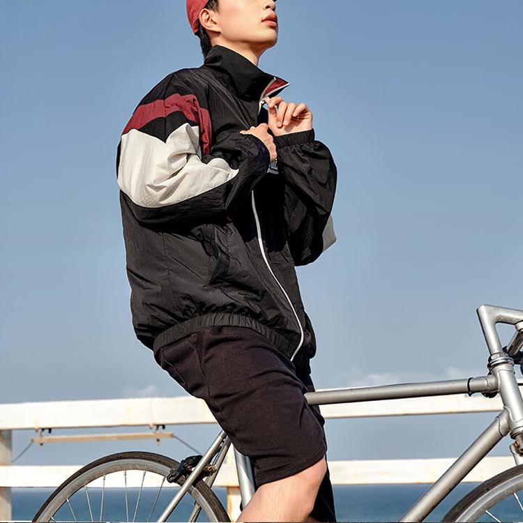 Anta Life Series Spliced Letter Zipper Stand Collar Baseball Jacket Unisex Jackets Basic-Black 152338601-3