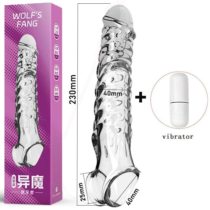 Extend Penis Enlargement Sleeve Vibrator Cock Ring Reusable Condoms Sex Toys for Men G Spot Vibrating