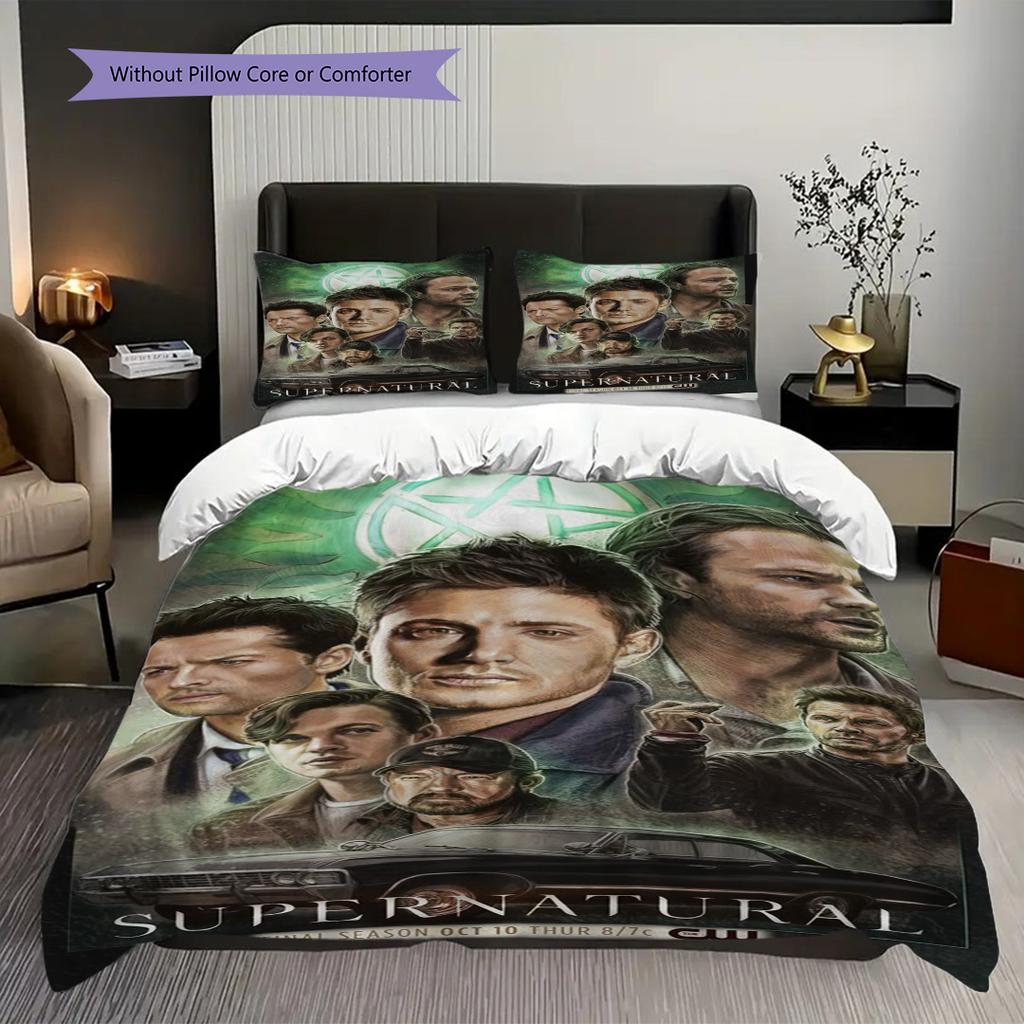Supernatural Mystery Bedding (1 * duvet cover + 2 * pillowcase, without core) 2D Flat Duvet cover and pillowcase Christmas birthday gift Bedding set