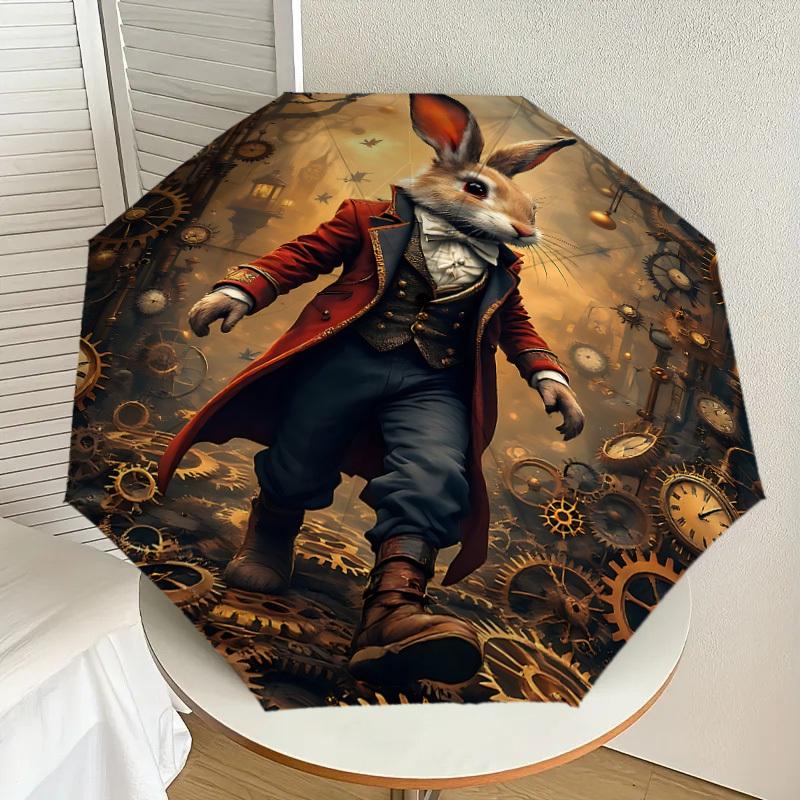 1PC Rabbit Clockwork Umbrella-8-Rib Reinforced, Automatic Open, Lightweight & Durable, Cute Fashion Accessory for Outdoor-P41