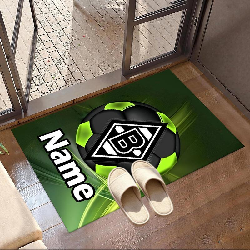 Benutzerdefinierter Name Personalisierter Borussia Mönchengladbach Druckteppich, Vielseitiger Wohnkulturteppich, für Spielzimmer, Wohnung, Balkon, Eingangsbereich, Flur Geschenk