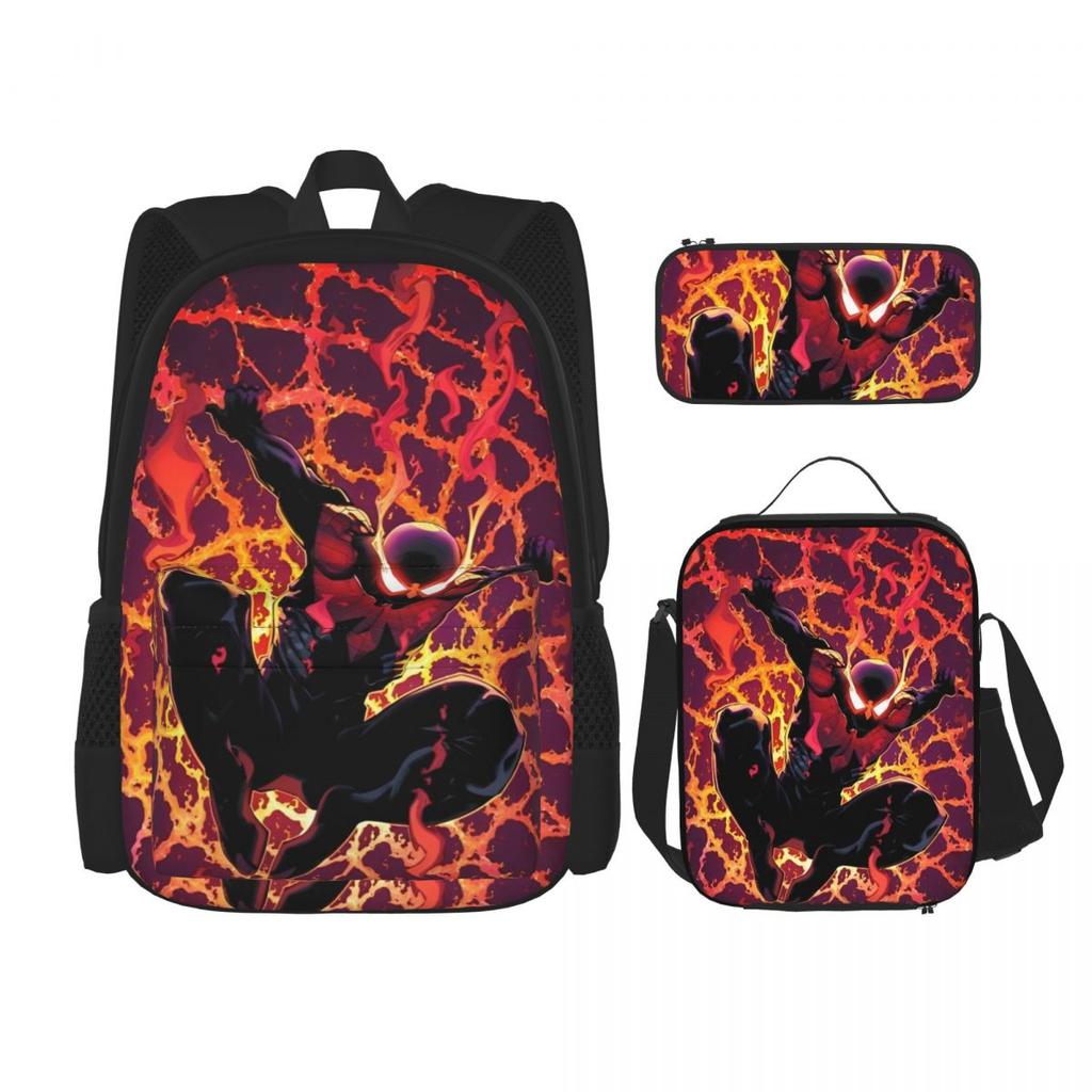 Venom Venomous Fury 3pecs/set Backpack for Teenage High School Shoulder Bag Lunch Bag Pencil Case