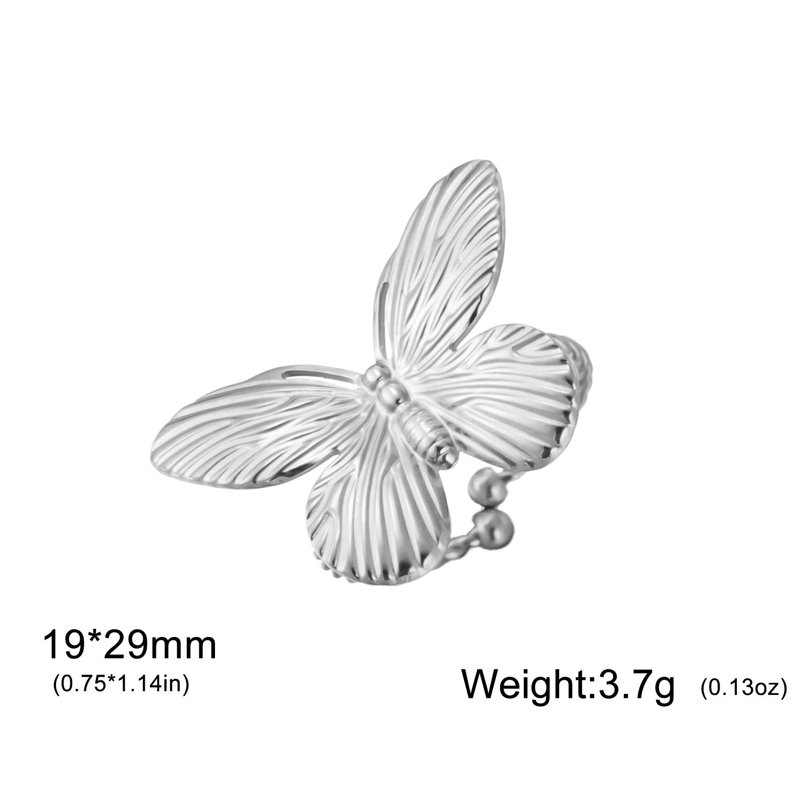 

Cazador Adjustable Butterfly Women s Ring Stainless Steel Open Finger Rings Trendy Jewelry Birthday Mother s Day Gift Wholesale resizable