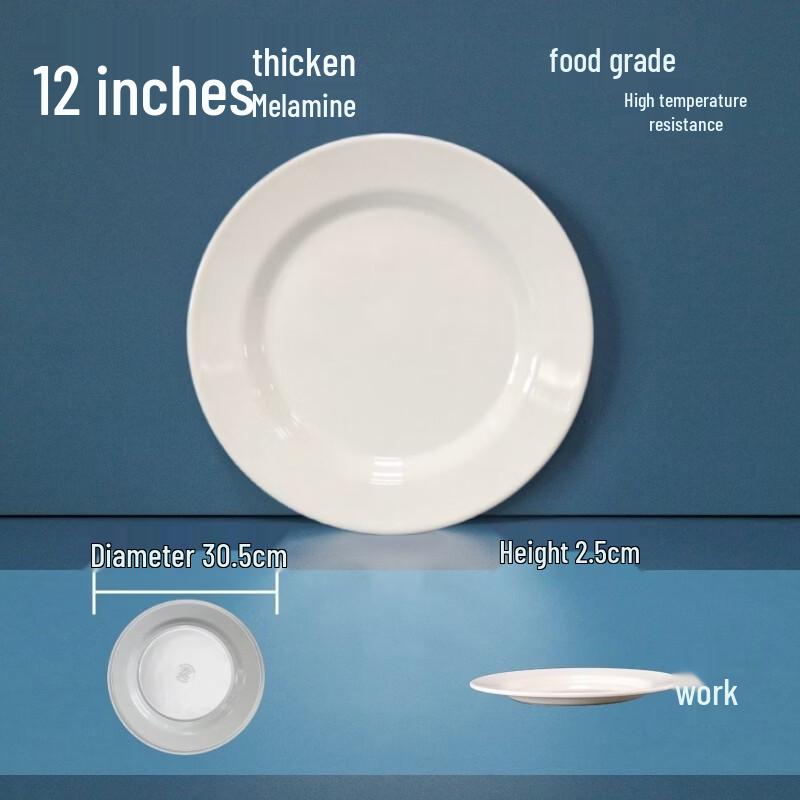 777 White Melamine Round Flat Dinner Plates (10-Pack)