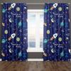 Cartoon Out Space Curtains for Kids: Modern, Machine Washable, Space Themed, Rod Pocket, Suitable for Bedroom Or Living Room