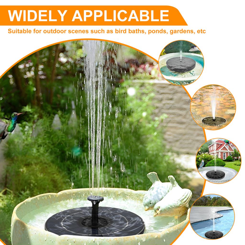 4W Solar Bird Bath Fountain Pump Outdoor Solar Powered Fountain with Color LED Lights & 6 Nozzle for Garden Pond Pool Decoration