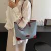 Student Classroom Large Capacity Tote Bag Women's Korean Fashion Denim Casual Underarm Bag  Commuter Shoulder Bag