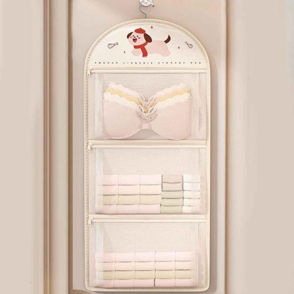 Cartoon Underwear Socks Storage Bag Mesh Clothing Storage Bags Hanging Mesh Bag  for Home