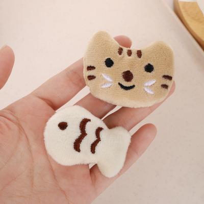 4Pcs Girl Hairpin Mini Plush Kitty Fish Design Secure Hold Hair Clip Side Bang Hair Pin Healing Style Hair Accessory