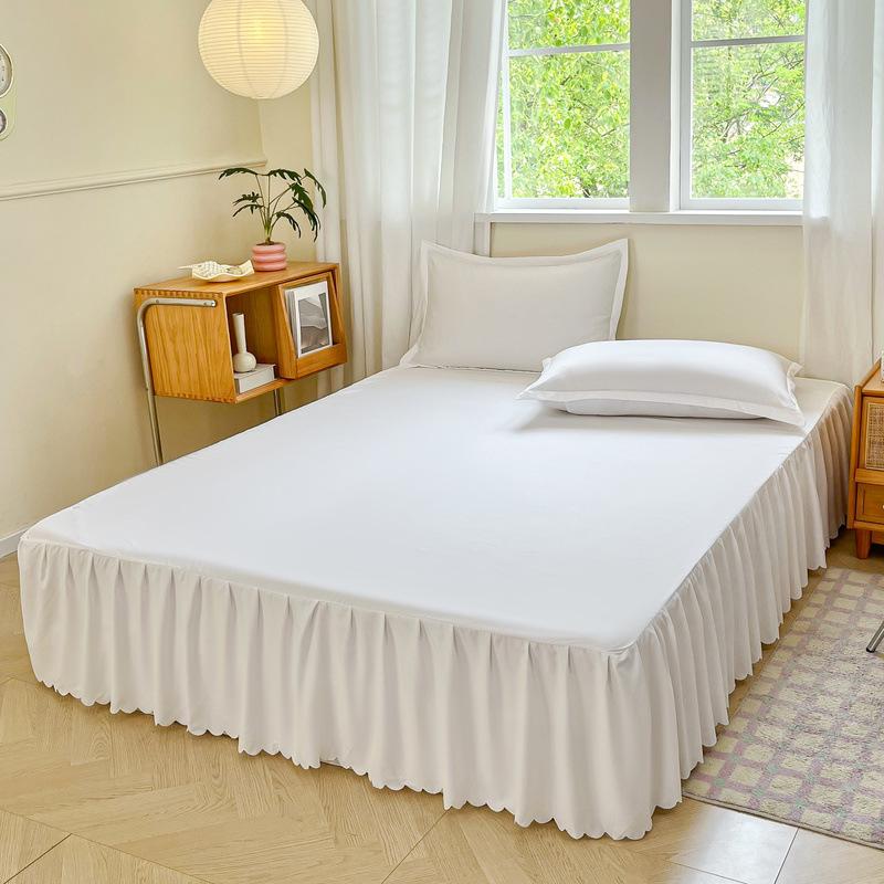 Non-Slip Solid Color Bed Skirt & Peach Skin Mattress Protector