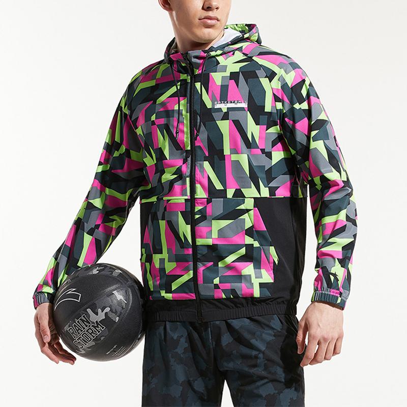 Anta Windproof Knitted Long-Sleeve Hooded Jacket Men Outerwear Fluorescent-Red 152021601-4