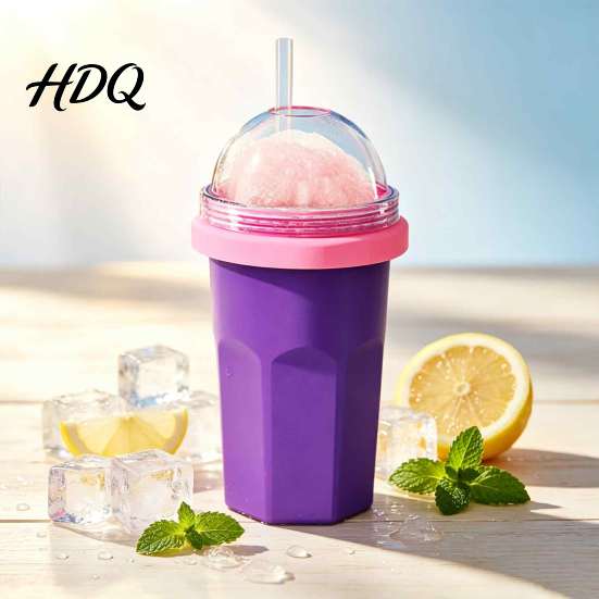 Reusable Silicone Slushy Cup Homemade Slushie Cup Freezer Squeeze for Ice Drinks Food Grade Home Made Milkshake Smoothie Maker Juice Soda,