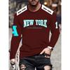 Mens T Shirt Los Angeles 3D Print Long Sleeve Autumn Striped Round Neck Outdoor Sports T-Shirt for Men Daily Men's Tops Clothing
