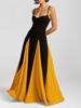 2025 Spring Women's Fashion Color Block Sling Dress with Loose Big Swing and Waist-Hugging Design