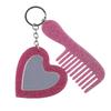 Heart Mirror Comb Keychain Bag Charm with Acetate Frame, Key Ring Grooming Accessory for Purse and Travel Daily Use