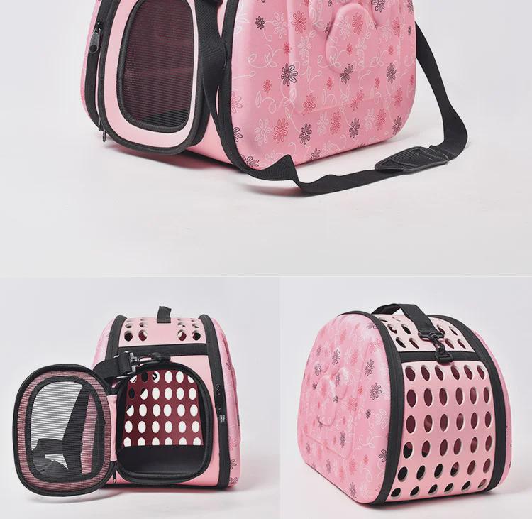 Foldable Crossbody Pet Carrier Bag: Large, Breathable, Fashionable for Cats and Dogs.