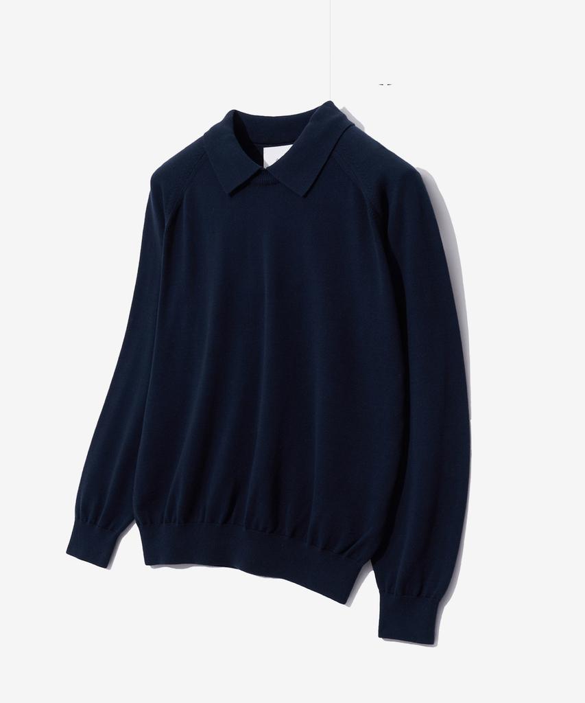 YALE Supima Cotton Raglan Collar Knit Dark Navy