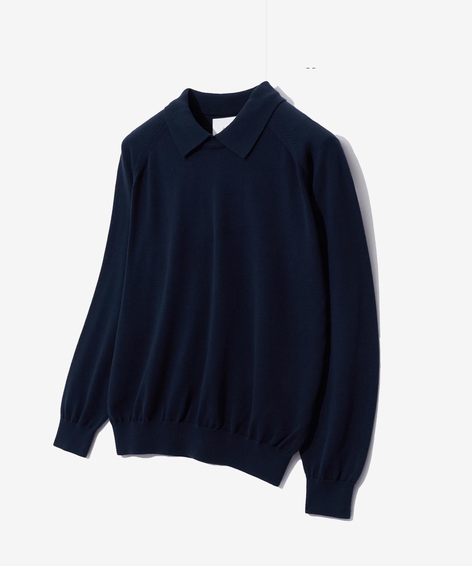 Yale Supima Cotton Raglan Collar Knit Dark Navy Dark Navy/L