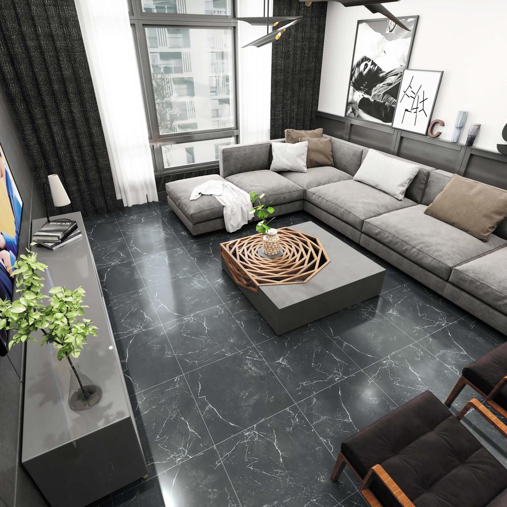 Self-Adhesive PVC Marble Tile Sticker - SPC Stone Plastic Flooring for Home Renovation