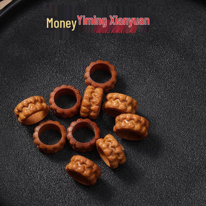 Sandalwood Carved Ring & Bead Accessories for DIY Jewelry Crafting