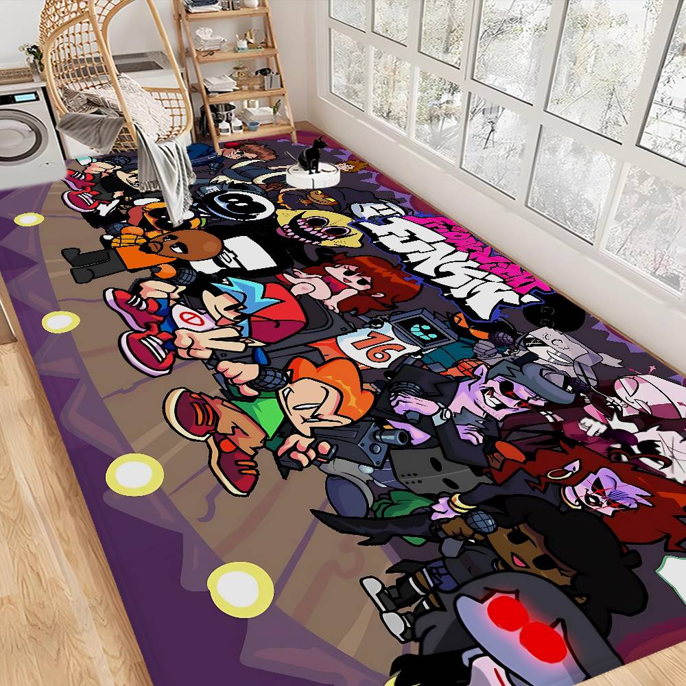Tappetino da pavimento F-Friday Night Funkin Antiscivolo Assorbe Acqua Striscia Lunga Cuscino Tappeto per Camera da Letto Alfombra