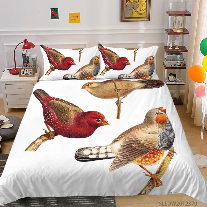 3D Printing Household Bedding Set Bird Theme Bedding Set Queen King Full-size Double Bed Quilt Cover and Pillowcase Soft Microfiber