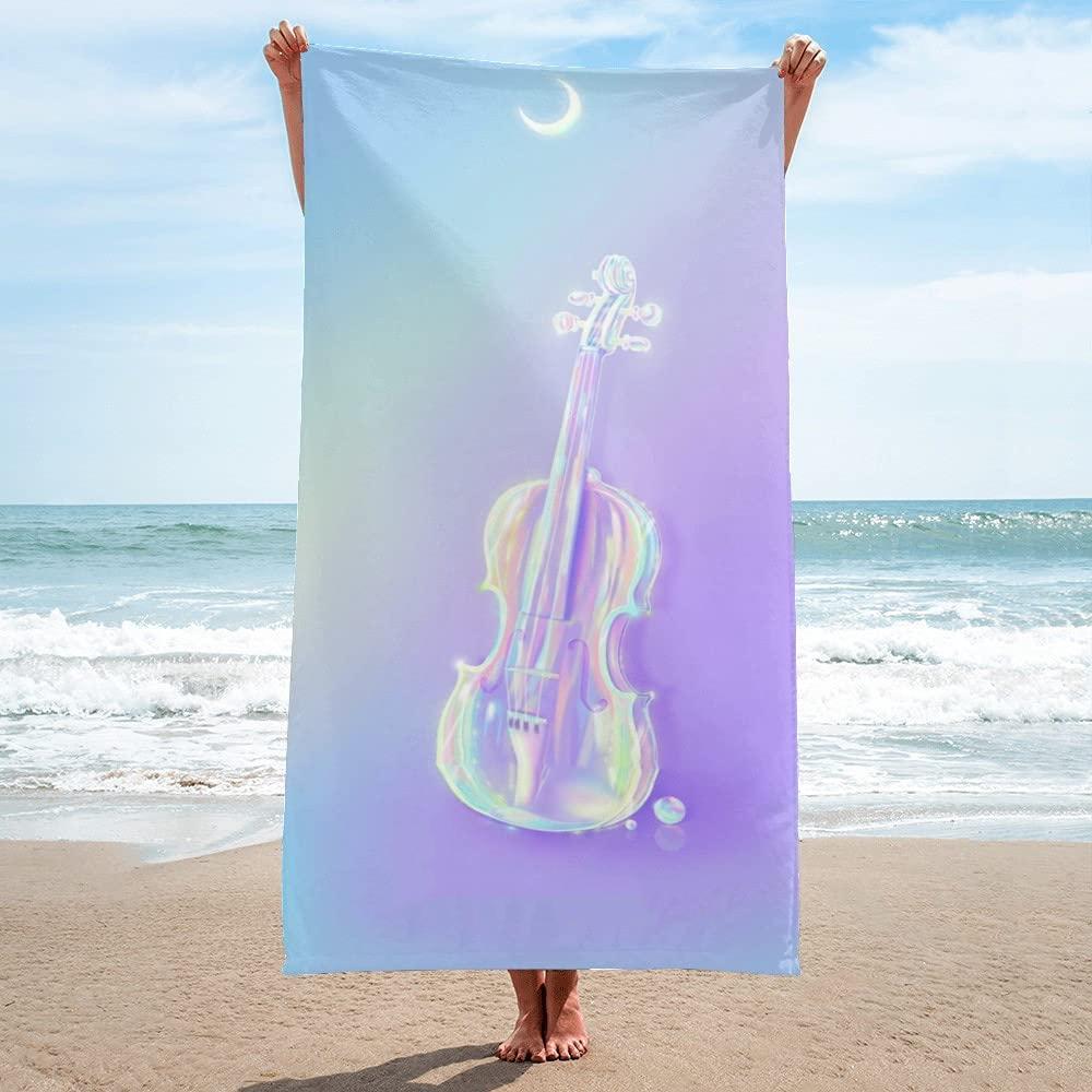 Electric Guitar Beach Towel, Microfiber Quick Dry Bath Towel for Travel Sport Spa, Sand Proof Absorbent Towels for Swimmers Teen