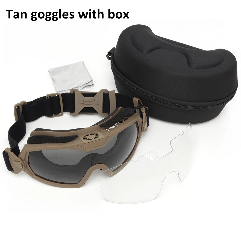 Tactical Goggles with Micro Fan Ourdoor Sport Airsoft Cs Wargame Shooting Glasses for Paintball Eyewear Hiking Sunglasses