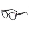 European American Cat Eye Anti-blue Light Women's Color Block Glasses