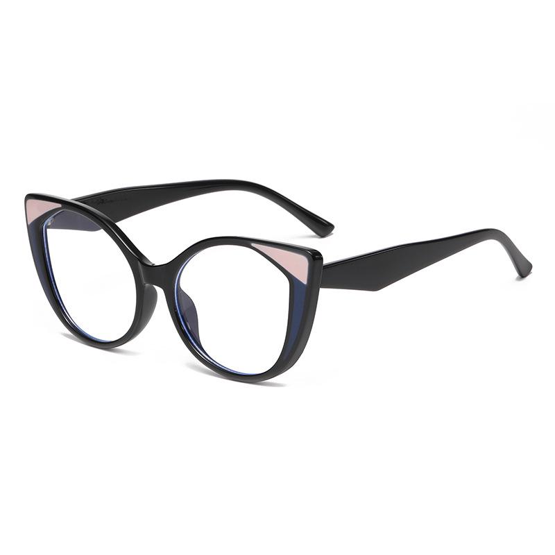 European American Cat Eye Anti-blue Light Women's Color Block Glasses