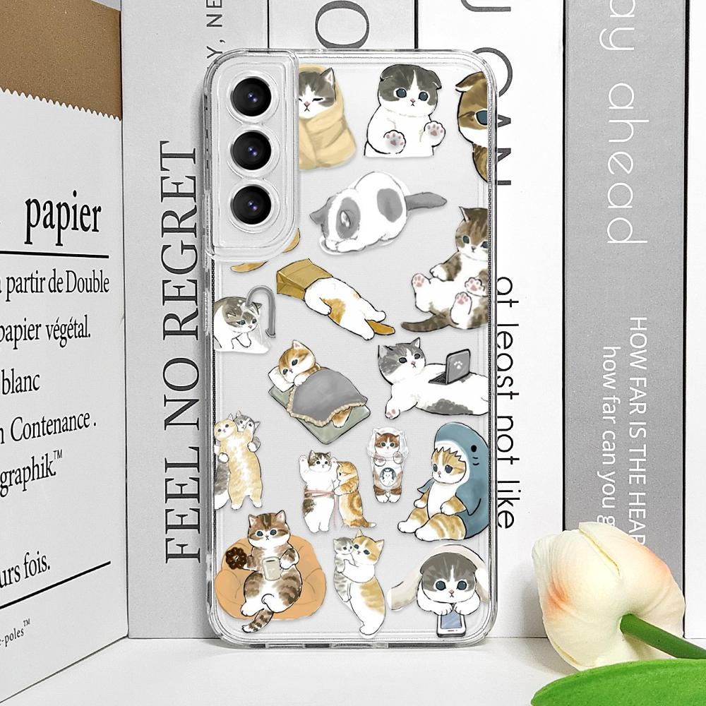 Cute Animal Cat Couple Lovers Phone Case for Samsung Galaxy A55 A54 A53 A52 A51 A70 A32 A31 A22 A13 4G 5G Clear Soft Cover Shell