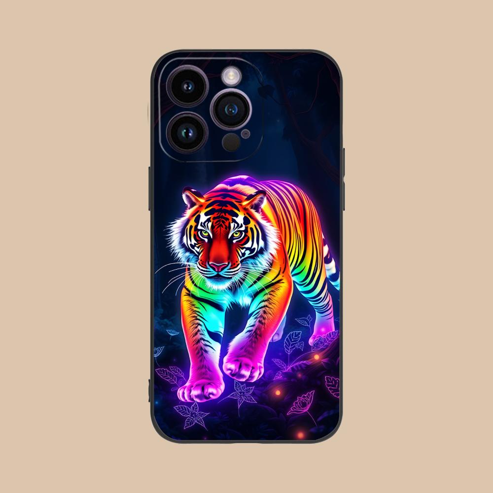 

Tiger Neon Mobile Cell Phone Case for iPhone 17 16 15 14 13 12 11 X XR XS 8 7 Air Pro Max Plus Mini Colorful Cover Luxury Pretty iPhone17