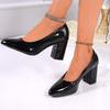 Fashion Shoes for Women Mid Heel Office Lady Pumps PU Leather Black Pointed Toe High Heels Ladies  Footwear Zapatos De Mujer