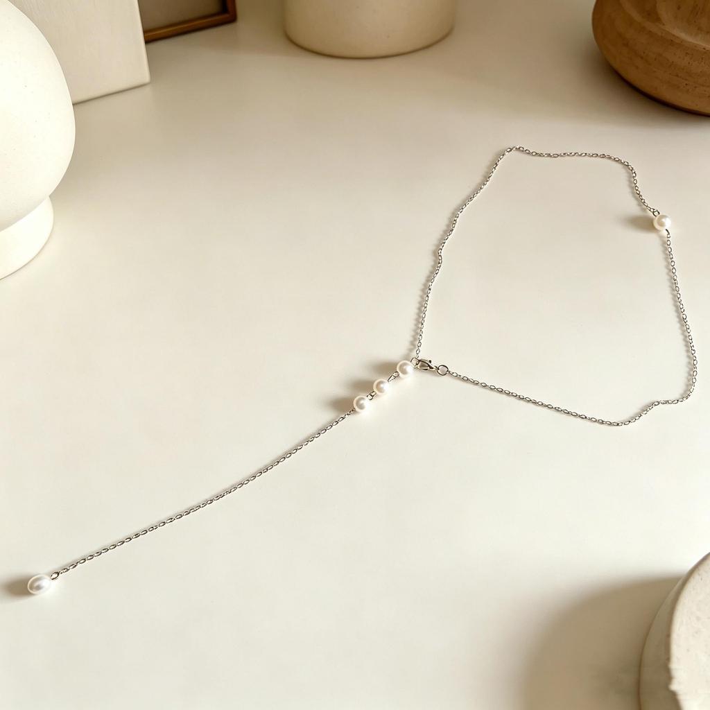 Elegant Water Drop Pearl Backless Necklace and Evening Gown Chain for Women